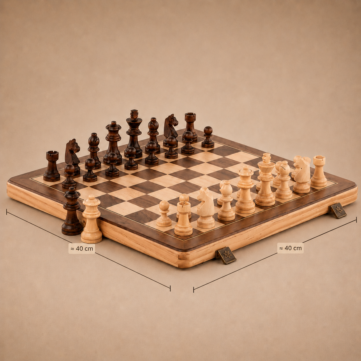 Jogo de Xadrez e Damas 2 em 1 Magnético Dobrável Portátil em Madeira