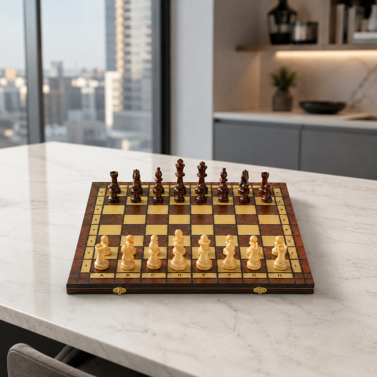 Jogo de Xadrez Escovado Magnético Portátil