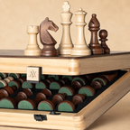 Jogo de Xadrez Magnético Dobrável Madeira Premium