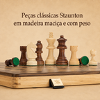 Jogo de Xadrez Magnético Dobrável Madeira Premium