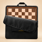 Tabuleiro de Xadrez Profissional Torneios Madeira Maple Marchetado com Capa