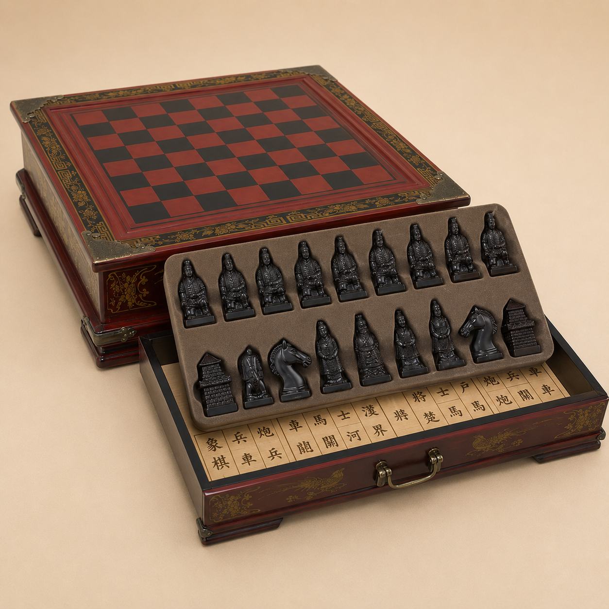 Jogo de Xadrez Guerreiros de Terracota Madeira