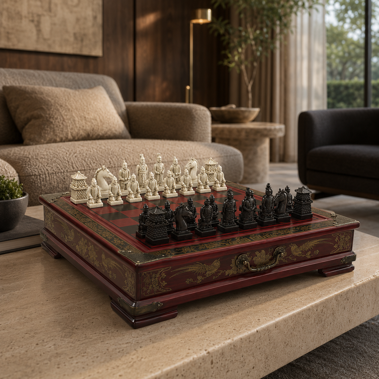 Jogo de Xadrez Guerreiros de Terracota Madeira