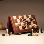 Jogo de Xadrez Clássico Dobrável Portátil Madeira Premium