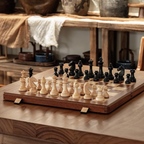 Jogo de Xadrez Clássico Dobrável Portátil Madeira Premium