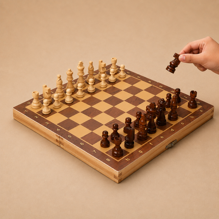 Jogo de Xadrez Dobrável Magnético Madeira