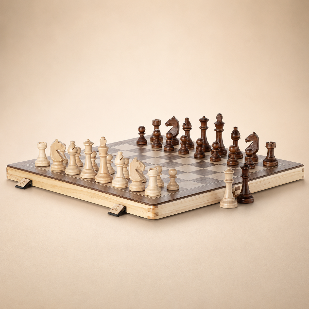 Jogo de Xadrez Magnético Dobrável Madeira Premium